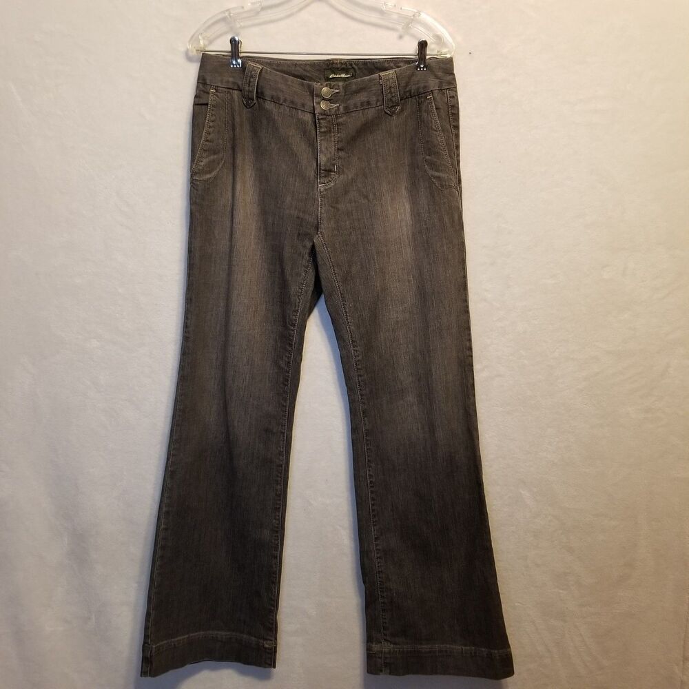 Eddie Bauer 6R Jeans Gray Wide Leg Trousers Classic Preppy Nautical Coastal